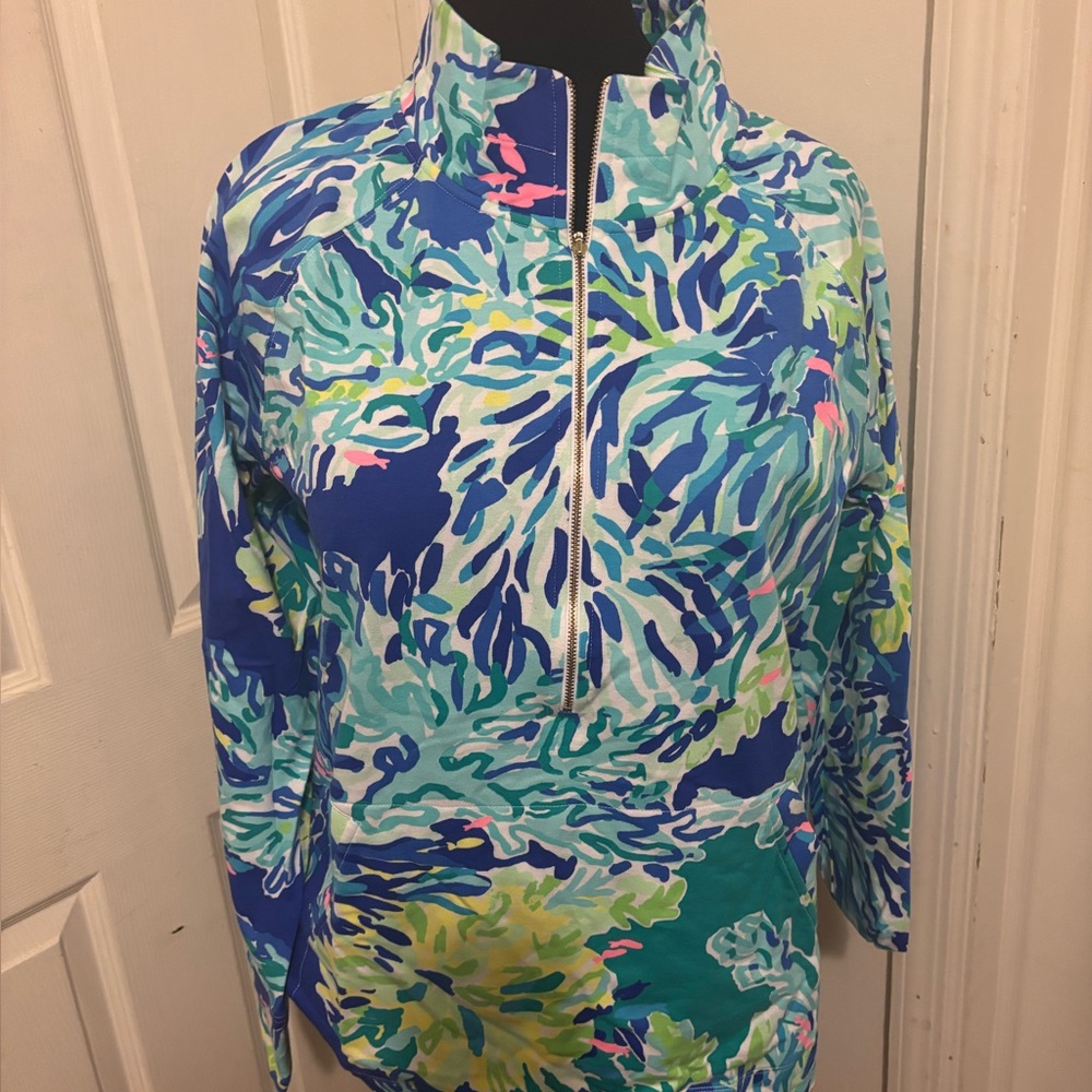 Lilly Pulitzer Blue and Green Floral Popover